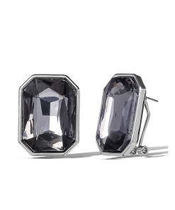 Octagon-Cut Smoky Crystal Earrings