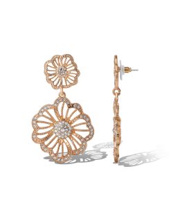 Radiant Rose Gold Floral Drop Earrings