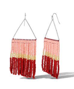 Multi Seed Beads Fringe Dangle Earring
