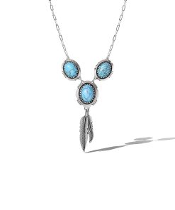 Boho Turquoise & Feather Pendant Necklace