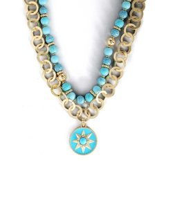 Layered Necklace with Turquoise Beads