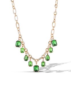 Gold Emerald Pendant Necklace