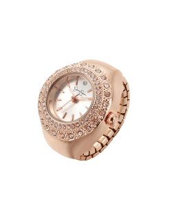Crystal Ring Watch in Rose Gold