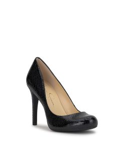 Calie Pump in Metallic Black Snake
