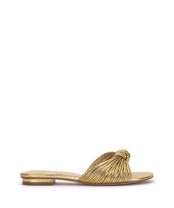 Dydra Knotted Flat Sandal in Gold