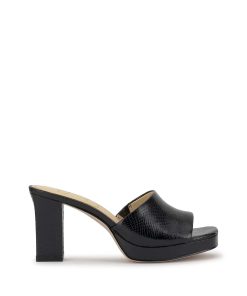 Elyzza High Heel Slide in Black Snake