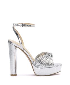 Immie Platform Sandal in Silver Snake
