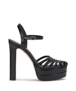Inaia Braided Platform Sandal in Black