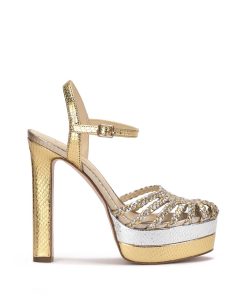 Inaia Braided Platform Sandal in Gold