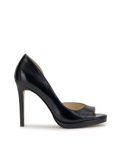 Kimli Peep Toe Pump in Black Snake