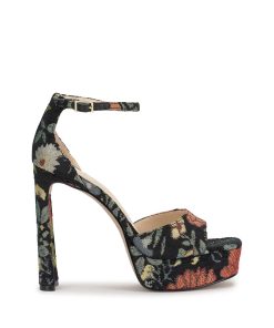 Telxia Platform Sandal in Black Floral
