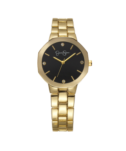 Metallized Bezel Bracelet Watch in Gold Tone