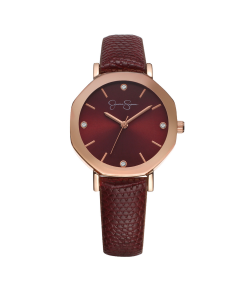 Metallized Bezel Strap Watch in Rose Gold Tone