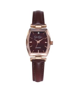 Diamond Dial Strap Watch in Burgundy