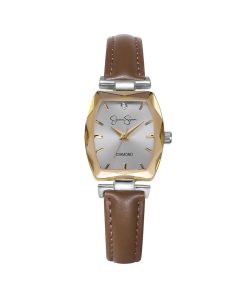 Diamond Dial Strap Watch in Brown