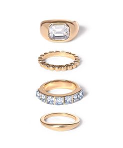 Gold 4 Piece Ring Set