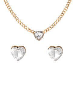 Heart Crystal Necklace & Stud Earring Set
