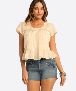 JS Jessica Simpson Mirna Blouse in Whitecap Gray