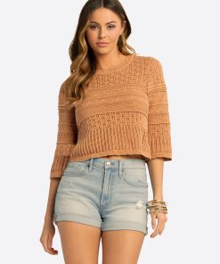 JS Jessica Simpson Mosi Sweater Tee in Camel