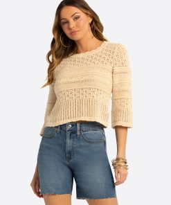 JS Jessica Simpson Mosi Sweater Tee in Whitecap Gray