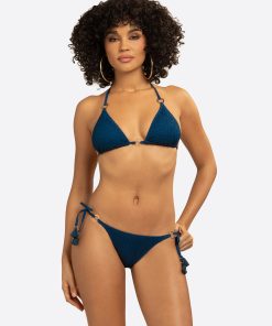 Crochet String Bikini in Dark Denim