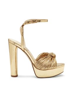Immie Platform Sandal in Gold Snake