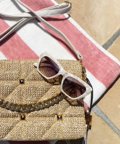 Vintage Cat Eye Sunglasses in Cream Marble
