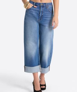Valentine Wide Leg Boyfriend Jeans in High Road